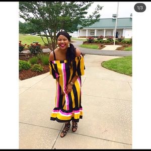 Multi colored maxi flare dress